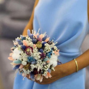 Weicher Traum Hochzeitsstrauß | Baumwollblumen | Rustikales Boho Andenken | Brautstrauß
