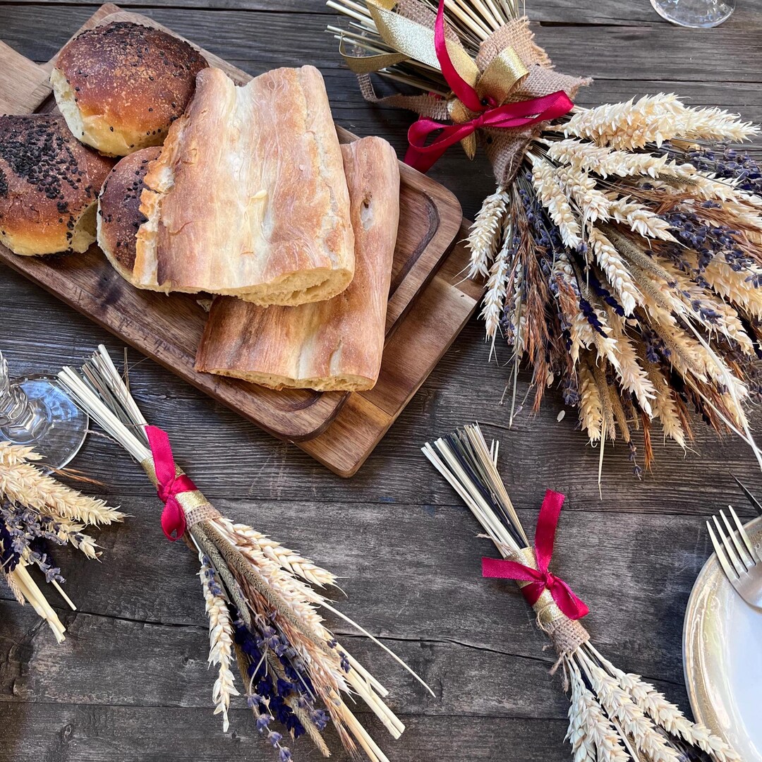Dried Lavender & Wheat Centerpiece • Rustic Table Arrangement - Etsy