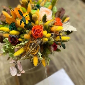 Autumn Dried Flower Bouquet: Rustic Fall Wedding Arrangement