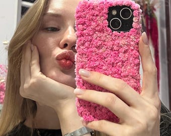 Pedido personalizado – Funda floral morada para iPhone 13 • Peonía preservada