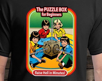 Hellraiser Dark Humor T-Shirt - The Puzzle Box for Beginners Raise Hell in Minutes - Unisex - Mens Ladies Tee - FUNNY Gothic Horror T-Shirt