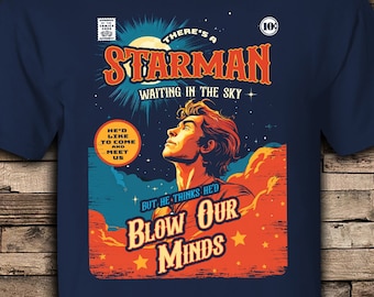 David Bowie Starman Lyrics tshirt Graphic Illustration - Unisex Tee Shirt