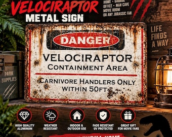 Jurassic Park Replica Velociraptor Danger Sign
