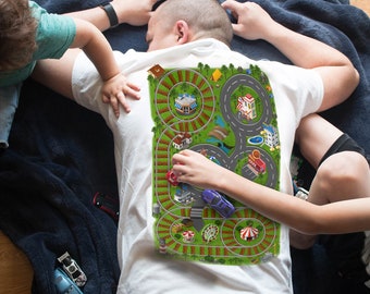 Funny Dad & Kids T-Shirt - "Play Cars On Daddy's Back" Graphic Tee For Family Fun - View #12