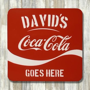 Personalized Coke Goes Here Coaster, Custom Gift for Girl Friend, Funny Christmas Present for Mom, Gift for Coworker under 20 dollar