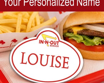 Placas de identificación personalizadas de In-N-Out Burger - ¡Impermeables y fáciles de usar! Disfraces y cosplay