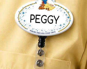 Custom Disney Name tag - Badge Holder - Belt clip Reel  - Magnet Reel - Parks Inspired Costuming Cosplay