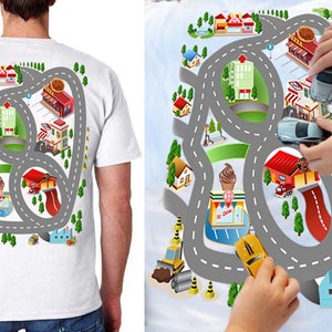 Play Cars On Dad's Back Mat Road Car Race Track T-Shirt, Dad Mom Father's Day Family Gift, Playmat Massage TShirt, Daddy's Birthday Present