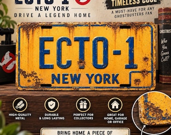 Ecto-1 Style, Replica License Plate, Aluminum, Ghost Prop