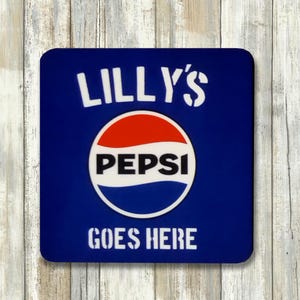 Personalized Coke Goes Here Coaster, Custom Gift for Girl Friend, Funny Christmas Present for Mom, Gift for Coworker under 20 dollar