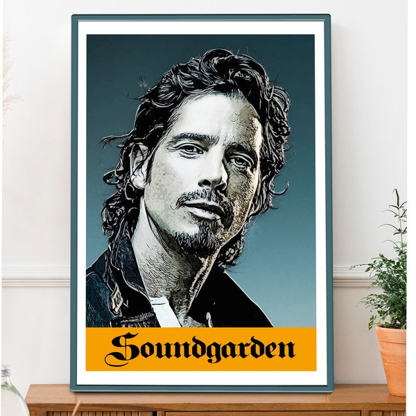 Chris Cornell - SoundGarden Vintage Concert Poster - Fan art original digital Illustrated concert Poster - Audioslave
