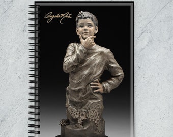 SPIRAL NOTEBOOK - "The Young Thinker" Bronze Sculpture by Angela Mia