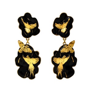 Unique Earrings Arise Gold & Black Jewelry, Gift, Gift for Mom, Artistic Black & Gold