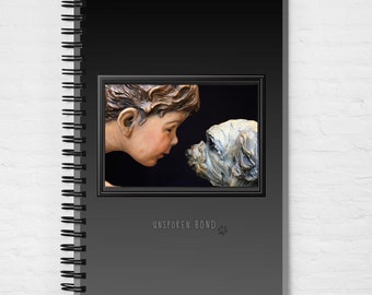 Dog Lovers "Unspoken Bond" Spiral Notebook, Bronze sculpture photography