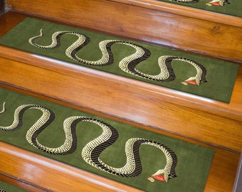 Snake With Apple Rugs, Snake Step Rug, Abstract Snake Rugs, Stair Rugs, Home Decor Rug, Step Rug, Accent Rug, Car Mat, Non-Slip Carpet,