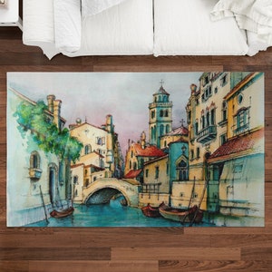 Italy Lover Gift Rugs, Old Venice Rugs, Boat Rugs, Landscape Rug, Entryway Rug, Soft Rug, Gift Rug, Office Decor Rug, Pattern Rug,