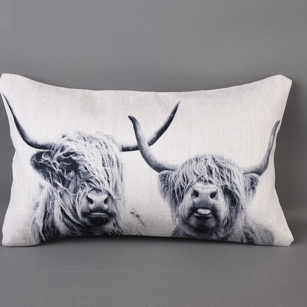 Almohada de vaca Highland, funda de almohada decorativa, almohada de vaca, almohada de granja, decoración de la sala de estar, decoración del hogar, funda de sofá, cojín boho,