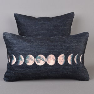 Moon Phases Pillow, Decorative Pillow Cover, Black Pillow, Moon Pillow, Black Pillow, Moon Lover Gift, Boho Pillow Decor, Pillow Cover,