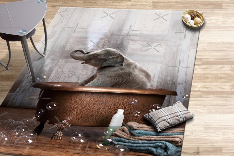 Cute Elephant Rug, Elephant Bathroom Rug, Elephant Rug, Animal Rug, Stair Rug, 3D Printeds Rug, Popular Rug, Step Rug, Cool Rug, Bath Decor, image 5