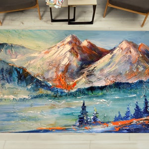 Abstract Mountain Rug, Nature Rug, Landscape Rug, View Rug, Personalized Rug, Thin Rug, Nursery Rug, Round Rug, Stair Step Rug, Popular Rug,