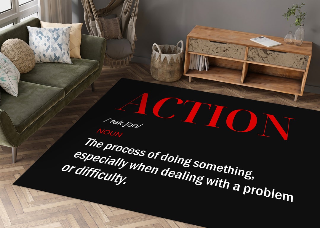 Action Definition Rugs, Action Rug, Black and Red Rugs, Motivational ...
