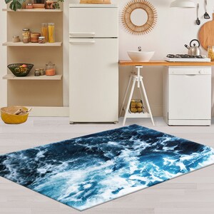 Ocean Waves Chenille Rug, Coastal Home Decor image 4