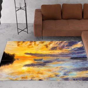 Abstract Seascape Rug, Oil Rug, Abstract Rug, View Rug, Front Door Rug, Custom Rug, Luxury Rug, Kitchen Rug, Round Rug, Stair Rug, Step Rug,