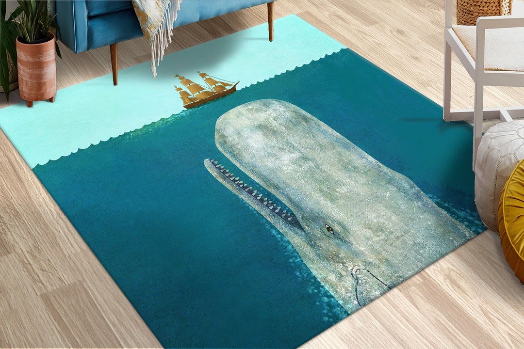 Crude Area the Whale Large and Ship Rugs, Whale Rug, Ship Rugs, Animal