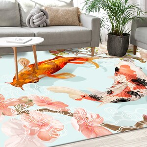 Japanese Koi Fish Rug, Zen Rug, Koi Rugs, Animal Rugs, Door Mat, Entry Rug, 3D Printed Rug, Bridesmaid Gift, Personalized Gifts, Trendy Rug, image 4