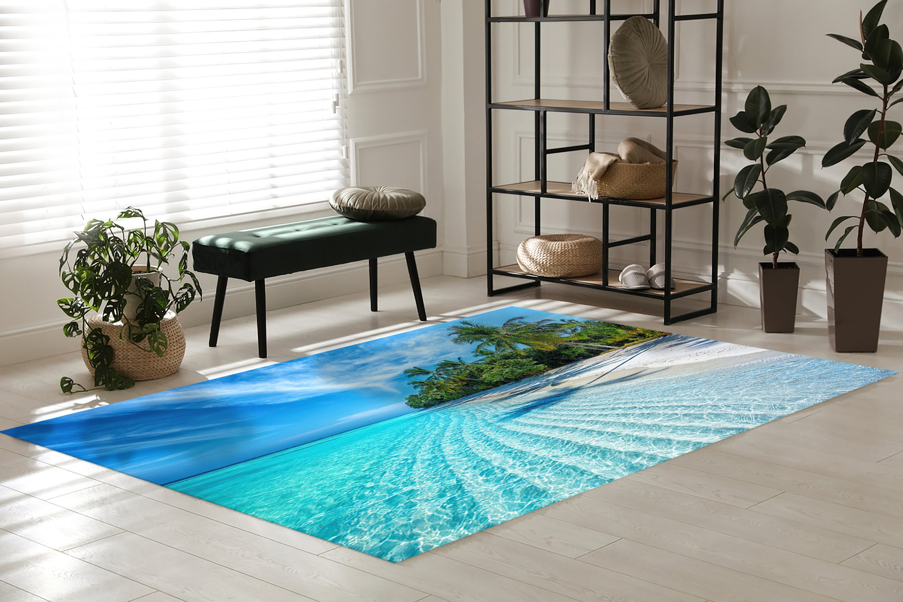 Tropical Ocean Rug, Beach Landscape Rug, Sea Rug, Landscape Rugs ...