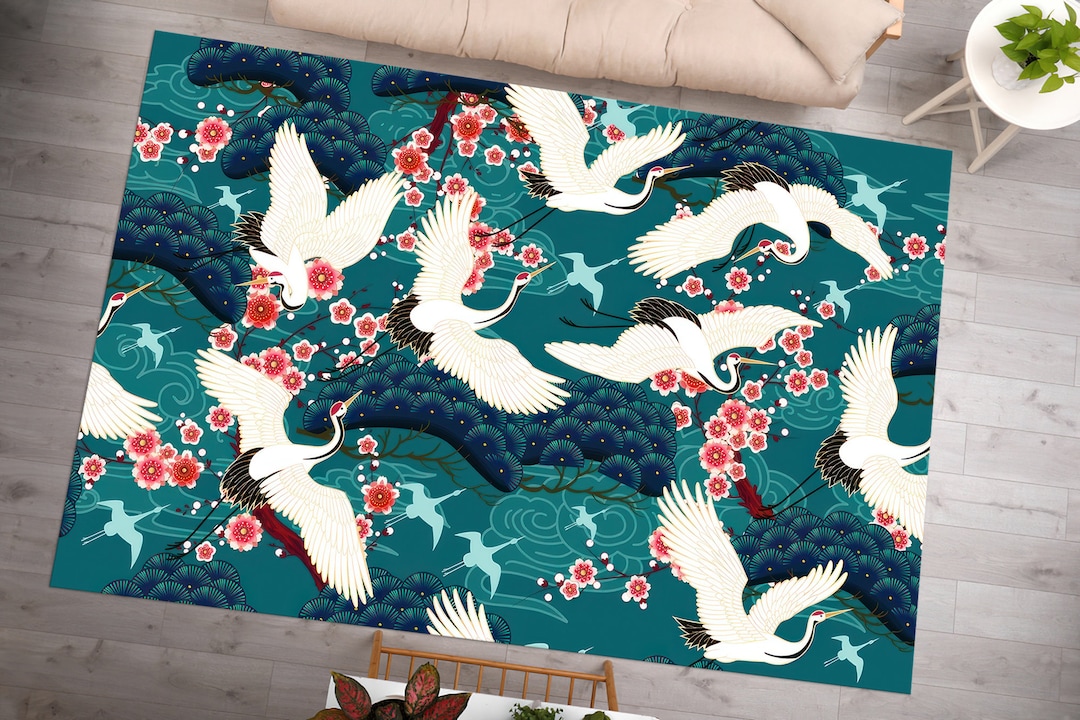 Japanese Rug, Cranes Rug, Modern Rug, Trendy Rugs, Animal Rugs, Large ...