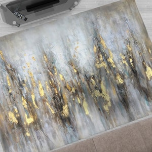 Soft Tones And Gold Rug, Gray And Gold Rugs, Contemporary Rug, Modern Rugs, Gift For Him, Personalized Gifts, Round Rug, Dining Room Rug,