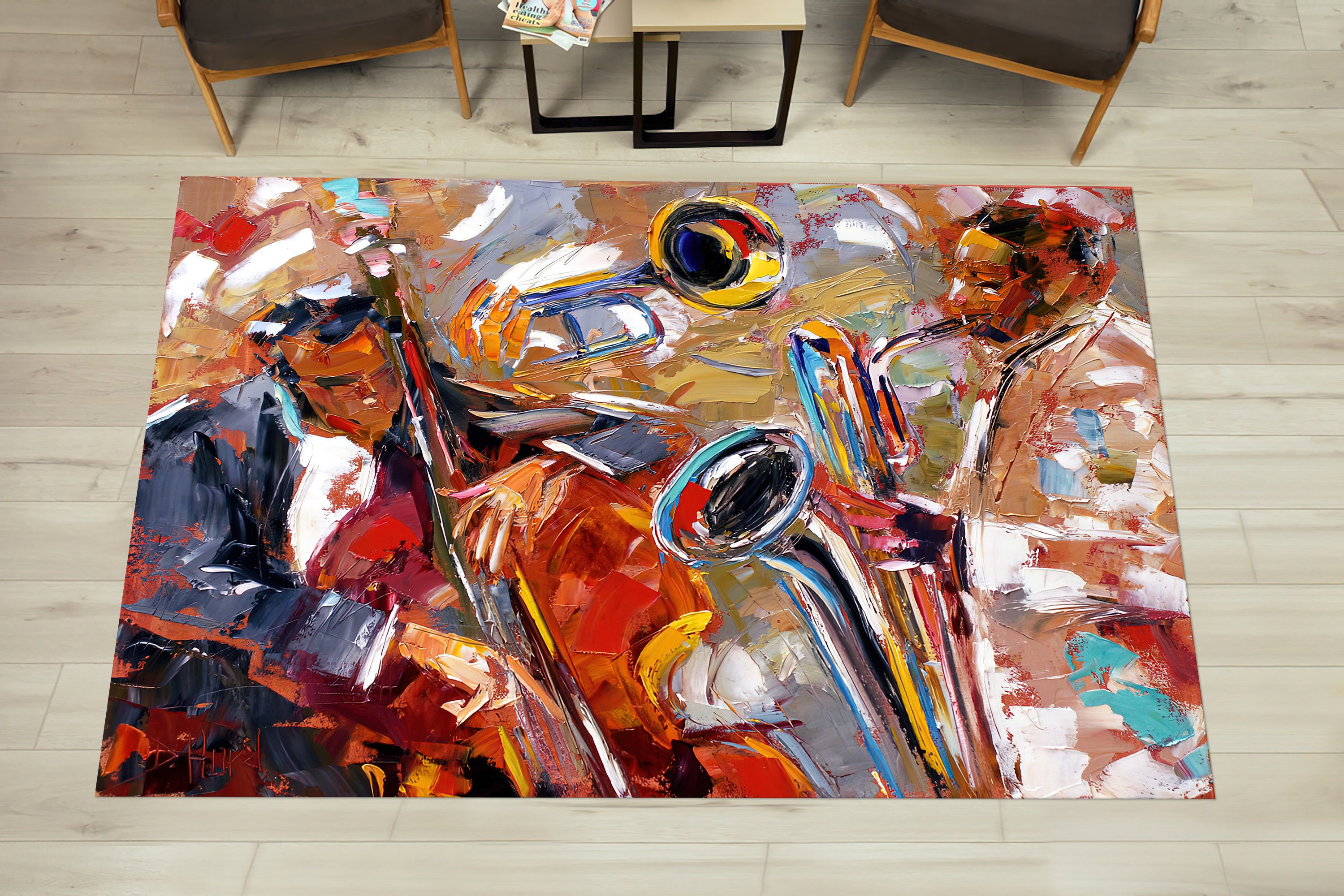 Jazz Musicians Painting Rug, African American Rugs, Musicians Rug, African Rugs, Entryway Rug, Salon Decor Rug, Indoor Rug, Home Decor,
