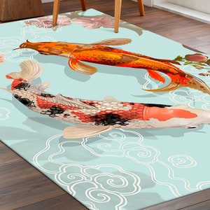 Japanese Koi Fish Rug, Zen Rug, Koi Rugs, Animal Rugs, Door Mat, Entry Rug, 3D Printed Rug, Bridesmaid Gift, Personalized Gifts, Trendy Rug, image 6