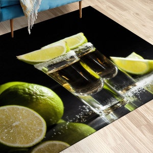 Shot Drink Rug, Pub Rug, Shot And Lemon Rug, Modern Rug, Entryway Rug, Classic Rug, Corridor Rug, Area Rug, Office Decor Rug, Pattern Rugs,