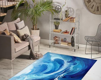 AUWUUA Blue Ocean Wave slaapkamerkleed 120 x 190 cm (4 × 190 ft