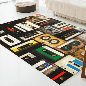 Retro Audio Cassette Rug, Audio Cassette Rugs, Vintage Cassette Rugs, Music Room Rug, Indoor Rug, Soft Rug, Cool Rug, Personalized Gifts, image 3
