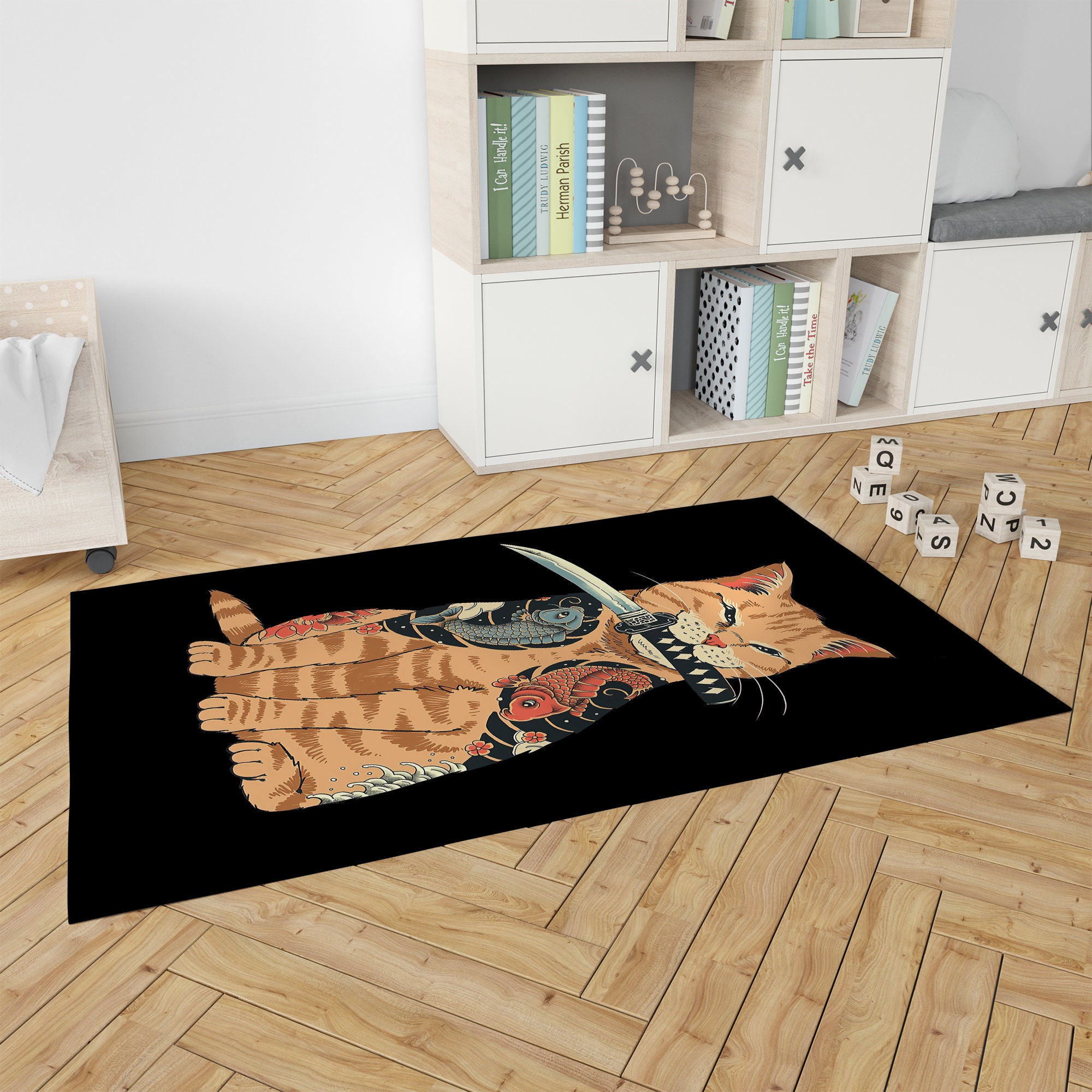 Anime Cat Rug, Japanese Rugs, Cat Rugs, Modern Rug, Car Mat, Non Slip ...
