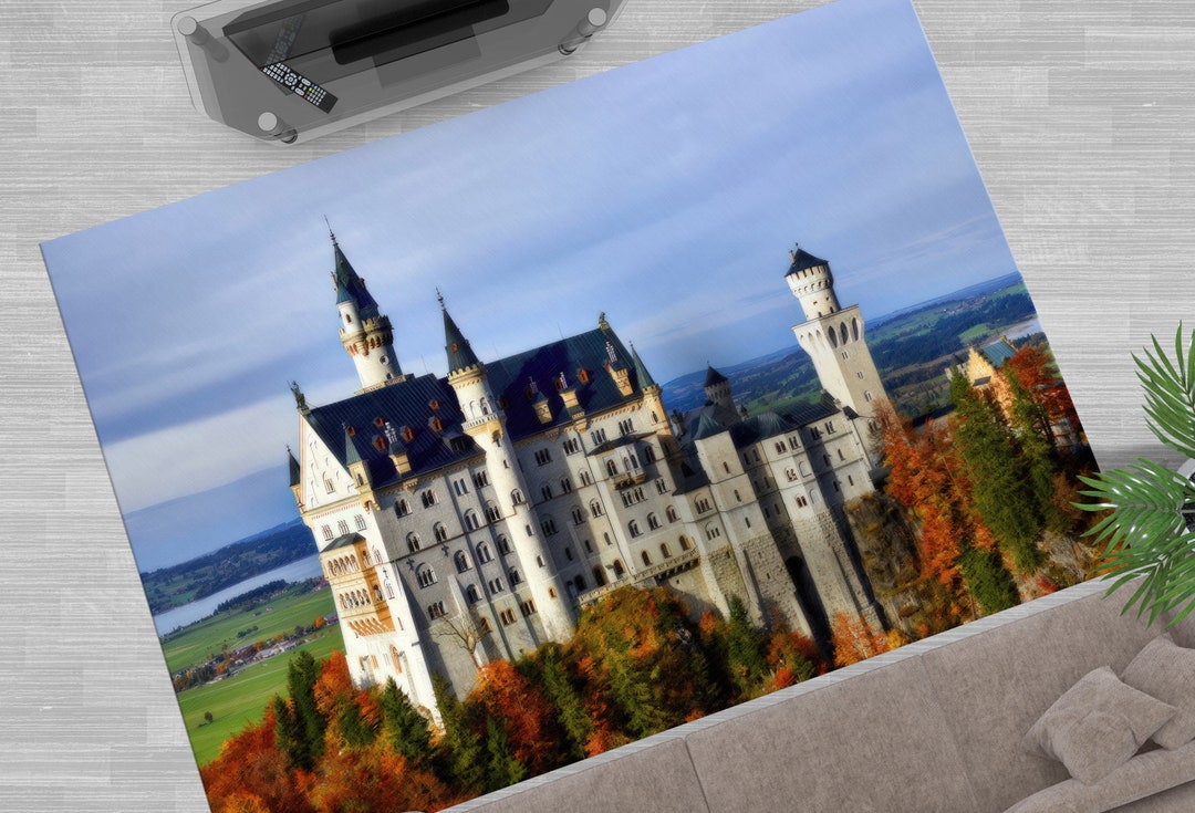 Castle Round Rug Neuschwanstein Rug, City Landscape Rugs, Castle Rug, Landscape Rugs ...