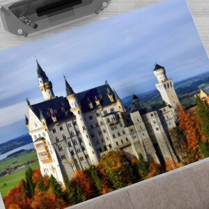 Neuschwanstein-tapijt, stadslandschaptapijten, kasteeltapijt, landschapstapijten, rond tapijt, cadeau voor thuis, housewarmingcadeau, trapkleed, kleine tapijten,
