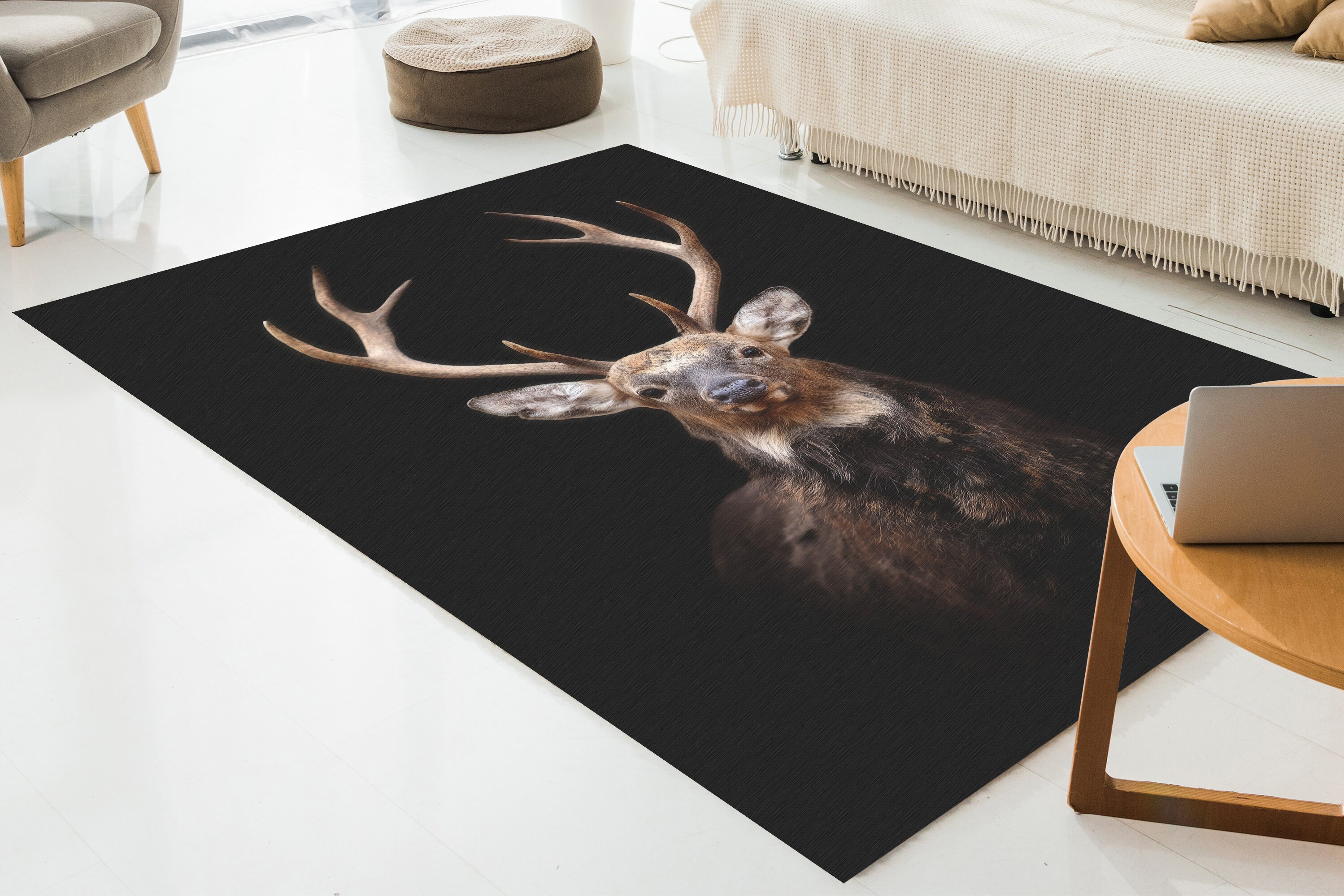 Deer Rug Deer Lover Rug Animal Rugs Animal Rug Antislip Etsy