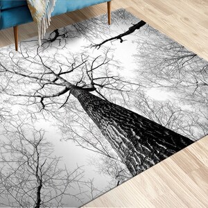 Tree Branch Rugs, Black and White Rug, Forest Rug, View Rug, Cool Rug, Corridor Rug, Non Slip Rug, 3D Printeds Rug, Saloon Rug, Gray Rug,