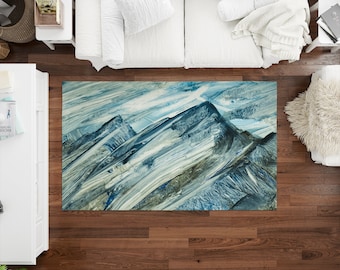 Abstract Rug, Mountain Painting Rug, Mountain Rug, Mountain Landscape Rug, Modern Rugs, Machine Washable Rug, Living Room Rug, Stair Rugs,