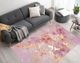 Pink and Gold Marble Rugs, Gold Rugs, Gold Marble Rug, Alcohol Ink Rug, Car Mat, Corridor Rug, Accent Rug, Dining Room Rug, Girl Room Rug,