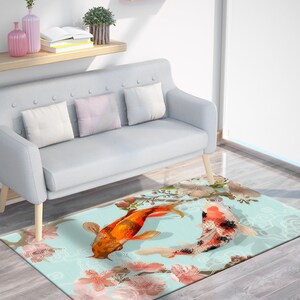 Japanese Koi Fish Rug, Zen Rug, Koi Rugs, Animal Rugs, Door Mat, Entry Rug, 3D Printed Rug, Bridesmaid Gift, Personalized Gifts, Trendy Rug, image 8