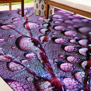 Purple Leaf and Water Drops Rugs, Leaf Rugs, Water Drops Rugs, Botanical Rugs, Office Rug, Car Mat, Kitchen Rug, Entryway Rug, image 4