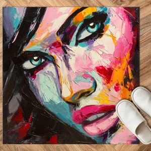 Woman Painting Rug, Contemporary Rug, Abstract Woman Rug, Modern Rug, Girl Room Rug, Custom Rug, Front Door Rug, Easy To Clean Rug, Thin Rug