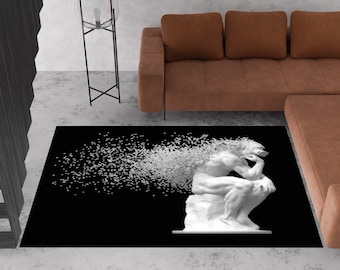 Modern Sculpture Rugs, Trendy Rug, Black and White Rug, Modern Rugs, Personalized Gifts, Bath Rug, Indoor Rug, Office Rug, Round Rug,