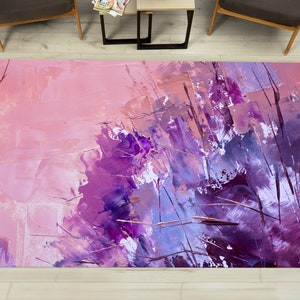 Pink Painting Rug, Purple Painting Rug, Modern Rug, Abstract Rug, Front Door Rug, Personalized Rug, 3D Printed Rug, Popular Rug, Thin Rugs,