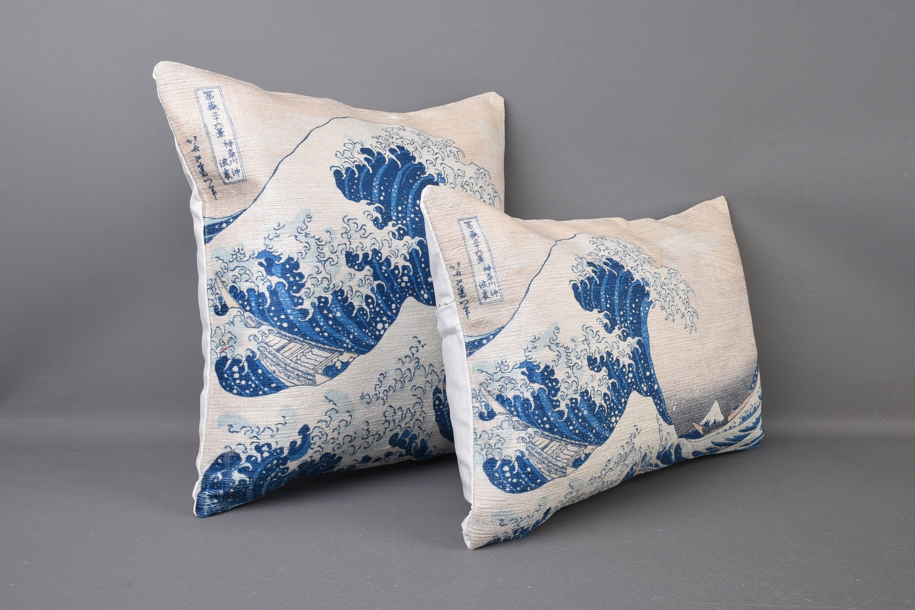 The Wave off Kanagawa Pillow, the Great Wave Pillow, Japan Art, Hokusai ...